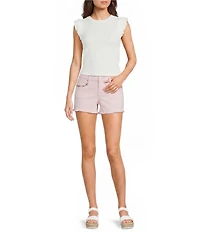 Prosperity Denim Pink Floral Embroidered Shorts