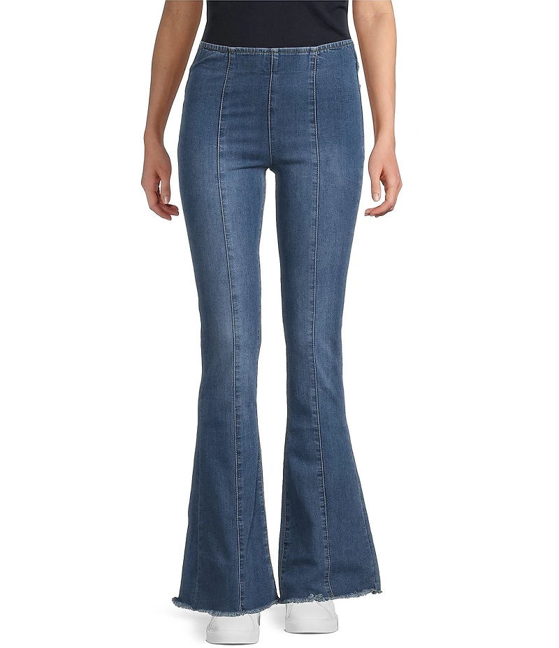 Prosperity Denim Pull-On Frayed Hem Flared Jeans