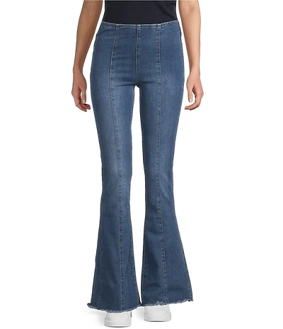 Prosperity Denim Pull-On Frayed Hem Flared Jeans