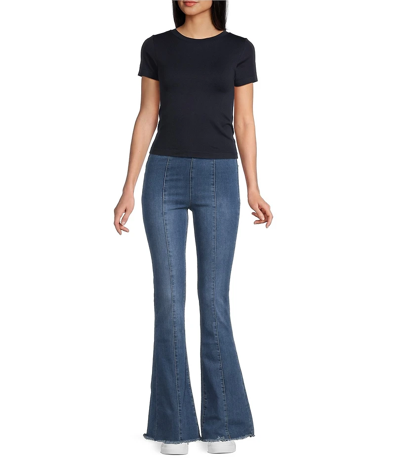 Prosperity Denim Pull-On Frayed Hem Flared Jeans