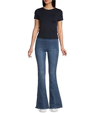 Prosperity Denim Pull-On Frayed Hem Flared Jeans