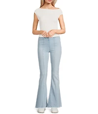 Prosperity Denim Pull-On Seamed Front Flared Jeans