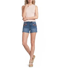 Prosperity Denim Floral Embroidered Shorts