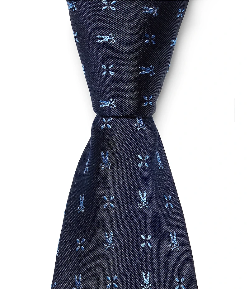 Psycho Bunny Allover Bunny Neat 3 1/4#double; Silk Tie