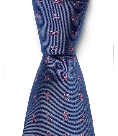 Psycho Bunny Allover Bunny Neat Traditional 3 1/4#double; Silk Tie