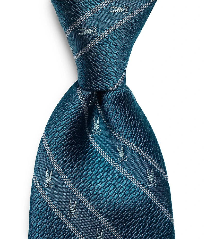 Psycho Bunny Allover Bunny Stripe Traditional 3 1/4#double; Silk Ties