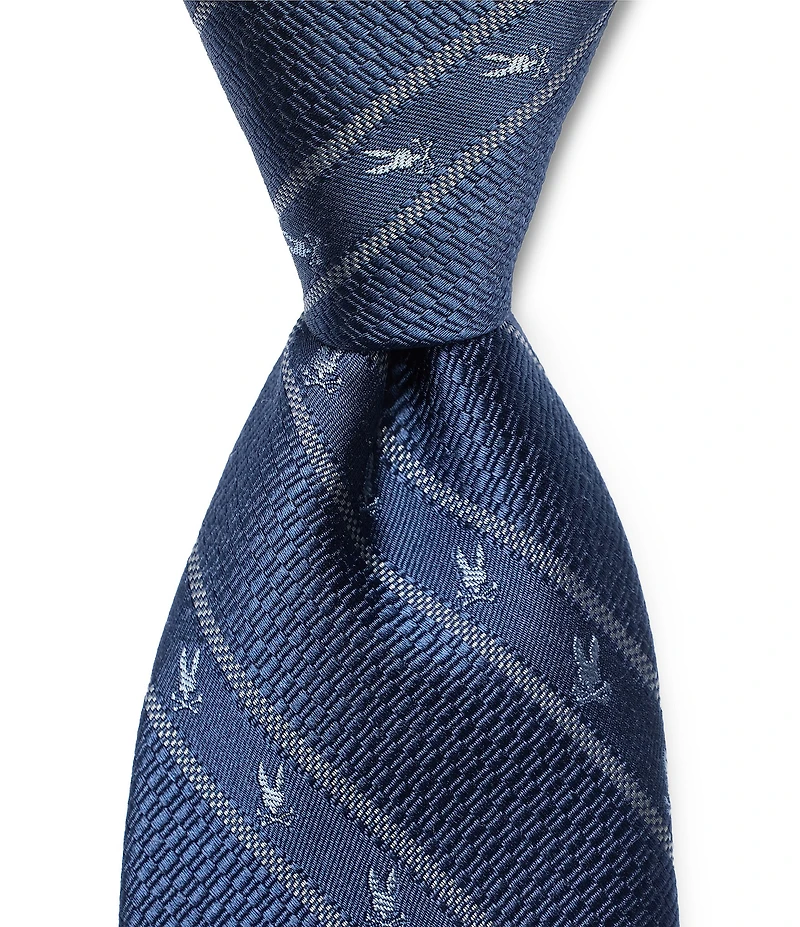 Psycho Bunny Allover Bunny Stripe Traditional 3 1/4#double; Silk Ties