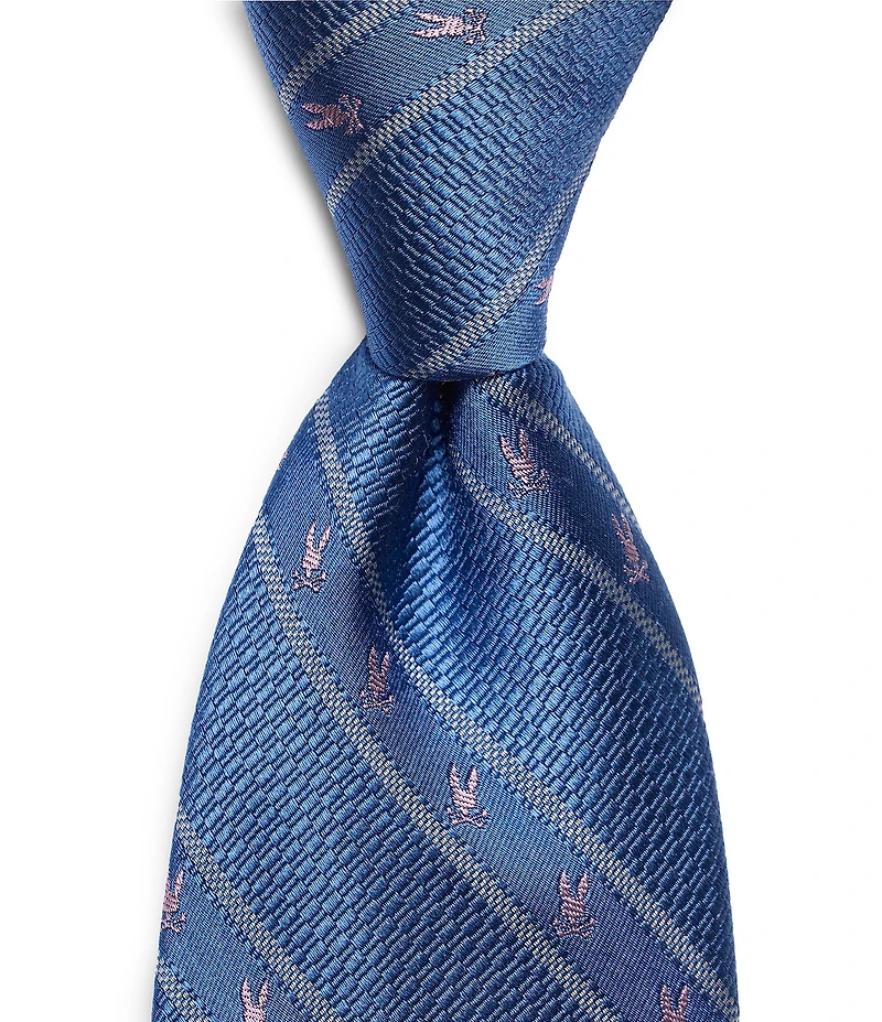 Psycho Bunny Allover Bunny Stripe Traditional 3 1/4#double; Silk Ties