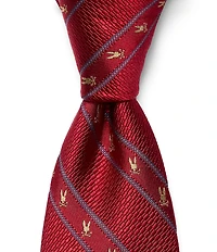 Psycho Bunny Allover Bunny Stripe 3 1/4#double; Silk Ties