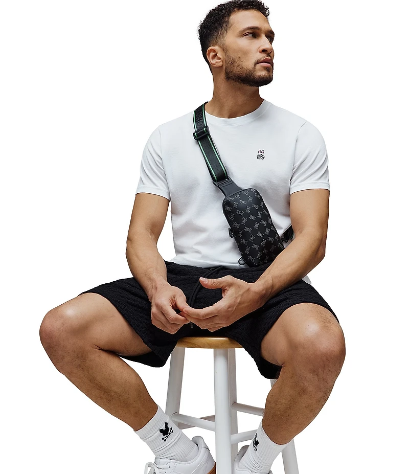 Psycho Bunny Allover Glossy Embossed Bunny Crossbody Bag