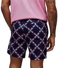 Psycho Bunny Aram Bunny Diamond Print 5 3/4#double; Inseam Swim Trunks