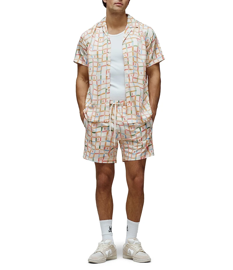 Psycho Bunny Atlas 5.75#double; Inseam Printed Swim Trunks