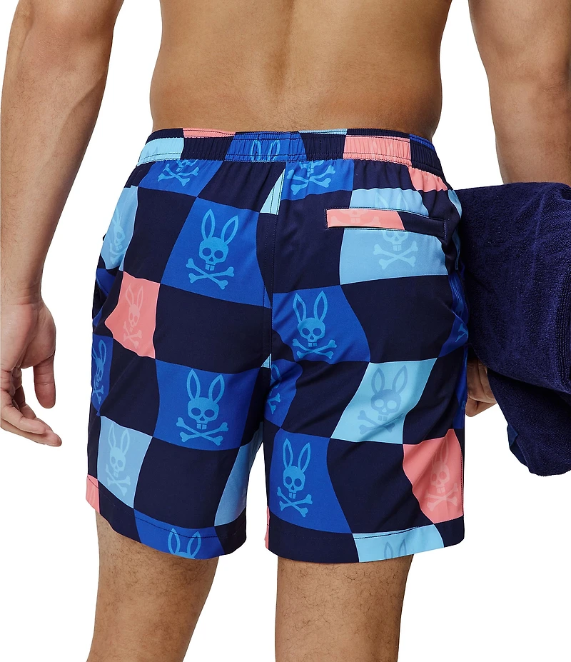 Psycho Bunny Atlas Allover Bunny Print 5 3/4#double; Inseam Swim Trunks