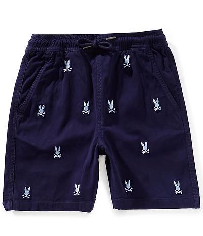 Psycho Bunny Big Boys Willis Bunny-Patterned Woven Stretch Textile Shorts