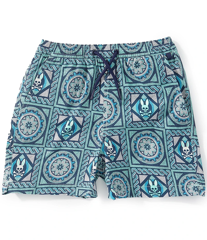 Psycho Bunny Big Boys All Over Print Frank Swim Trunks