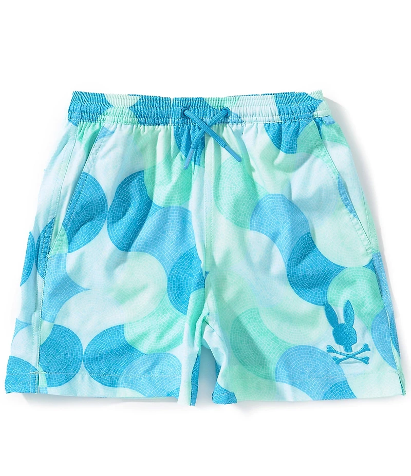 Psycho Bunny Big Boys Allover Print Ethan Swim Trunks