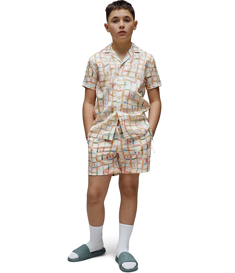 Psycho Bunny Big Boys Atlas All Over Print Swim Trunks