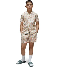 Psycho Bunny Big Boys Atlas All Over Print Swim Trunks