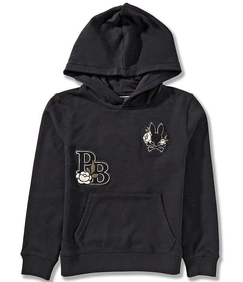 Psycho Bunny Big Boys Auguste Relaxed Fit Patch Hoodie T-Shirt