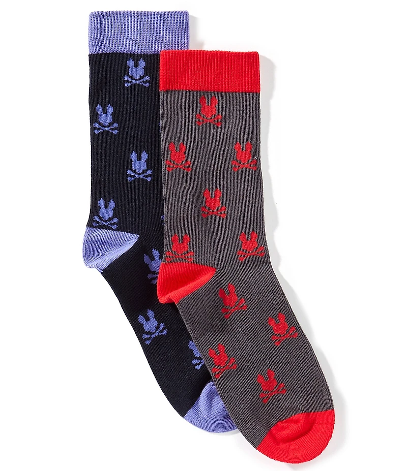 Psycho Bunny Big Boys Bunny-Patterned Crew Dress Socks Two-Pack