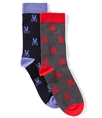 Psycho Bunny Big Boys Bunny-Patterned Crew Dress Socks Two-Pack