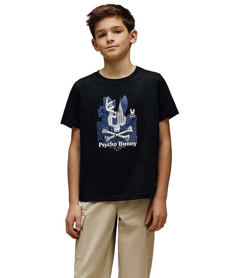 Psycho Bunny Big Boys Cove Short-Sleeve Rhinestone-Embellished Water-Based-Printed T-Shirt