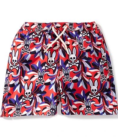 Psycho Bunny Big Boys Florian All Over Print Swim Trunks