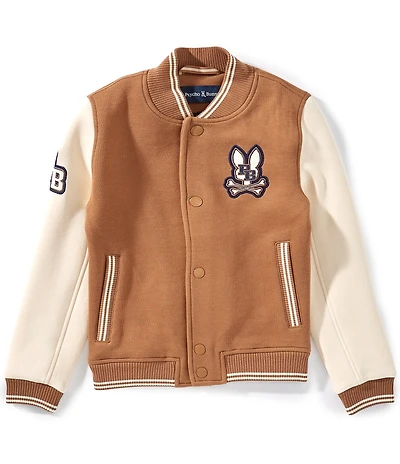 Psycho Bunny Big Boys Long-Sleeve Wade Color Block Jersey/Canvas Bomber Jacket