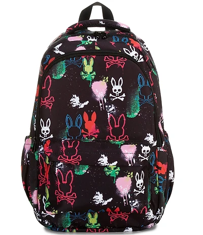 Psycho Bunny Big Boys Quintin Allover-Bunny-Printed Backpack