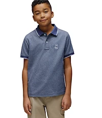 Psycho Bunny Big Boys Short Sleeve Indigo Jersey Crepe Polo Shirt