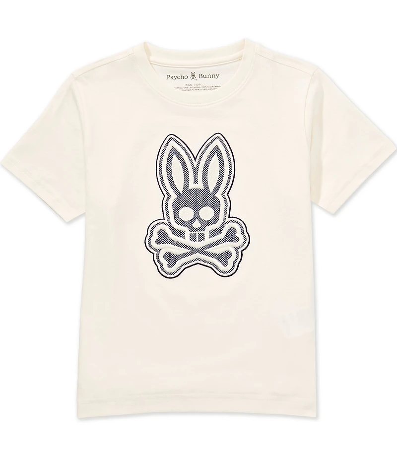 Psycho Bunny Big Boys Short-Sleeve Marlo Herringbone-Embroidered-Bunny-Applique T-Shirt
