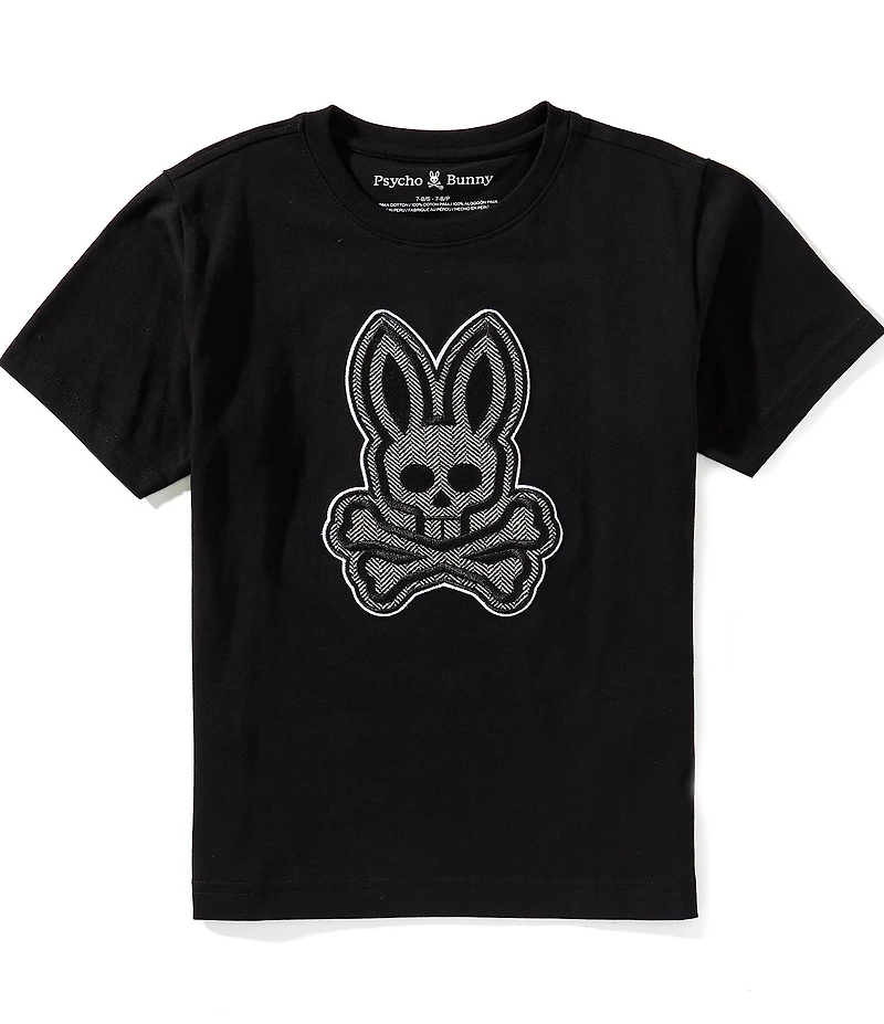 Psycho Bunny Big Boys Short-Sleeve Marlo Herringbone-Embroidered-Bunny-Applique T-Shirt