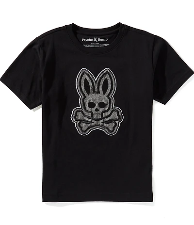 Psycho Bunny Big Boys Short-Sleeve Marlo Herringbone-Embroidered-Bunny-Applique T-Shirt