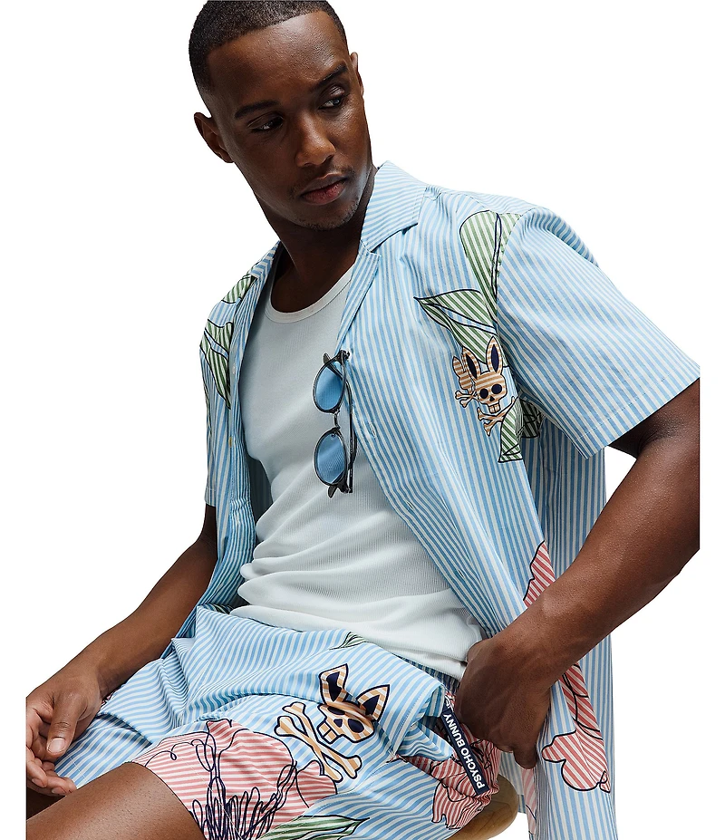 Psycho Bunny Blair Poplin Short Sleeve Woven Camp Shirt