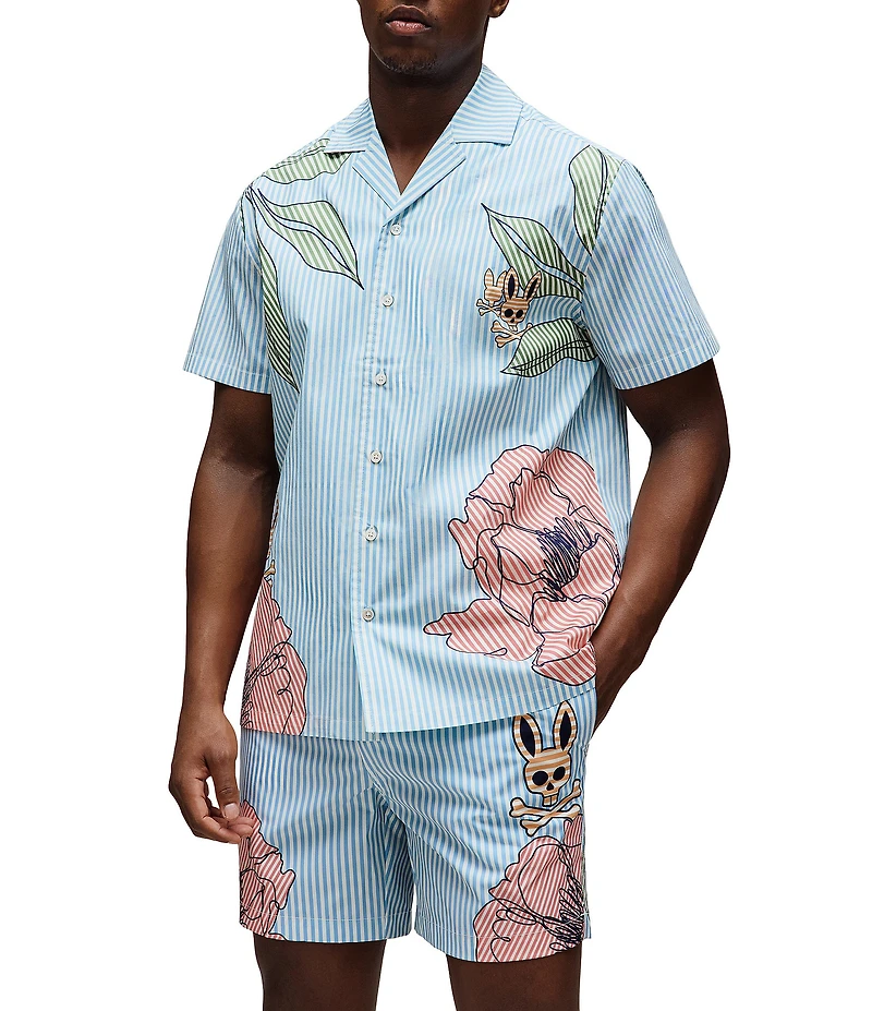 Psycho Bunny Blair Poplin Short Sleeve Woven Camp Shirt