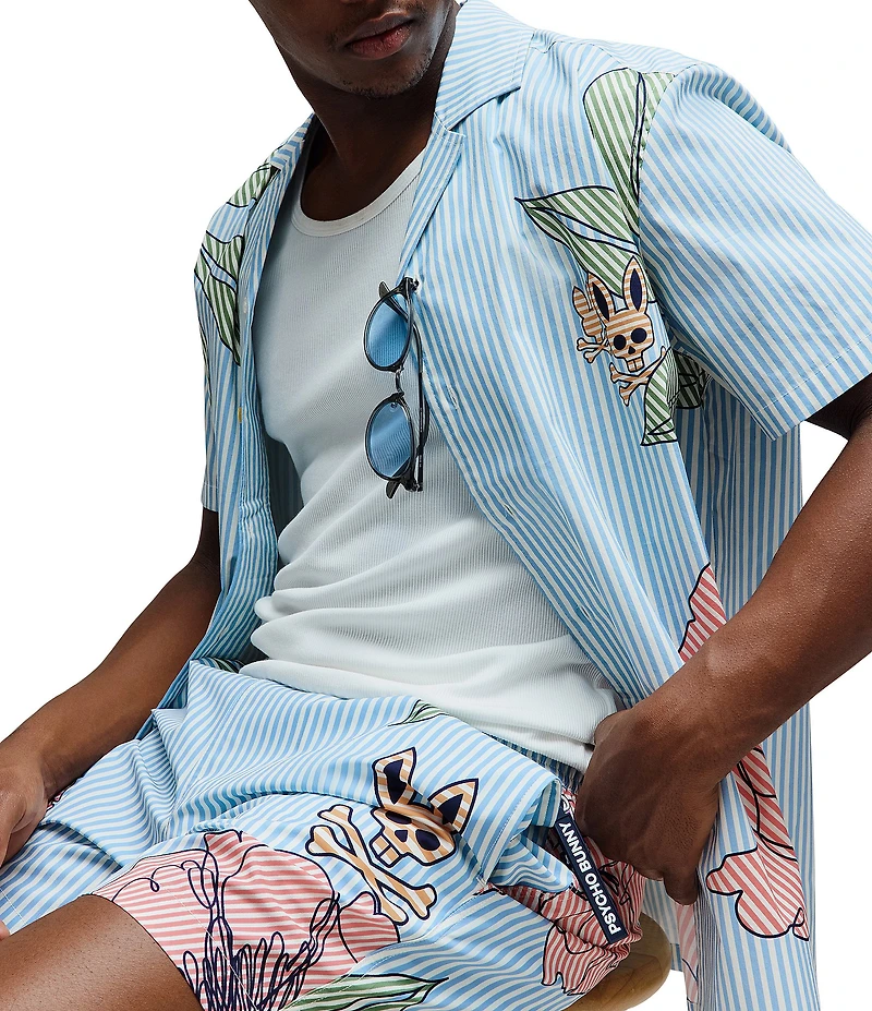 Psycho Bunny Blair Poplin Short Sleeve Woven Camp Shirt
