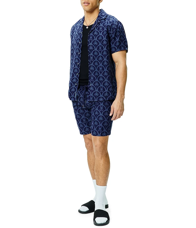 Psycho Bunny Brad Linen Blend Short Sleeve Woven Camp Shirt