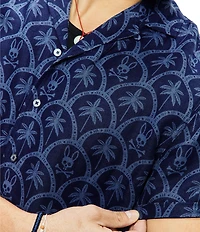 Psycho Bunny Brad Linen Blend Short Sleeve Woven Camp Shirt
