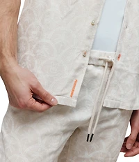 Psycho Bunny Brad Linen Blend Short Sleeve Woven Camp Shirt