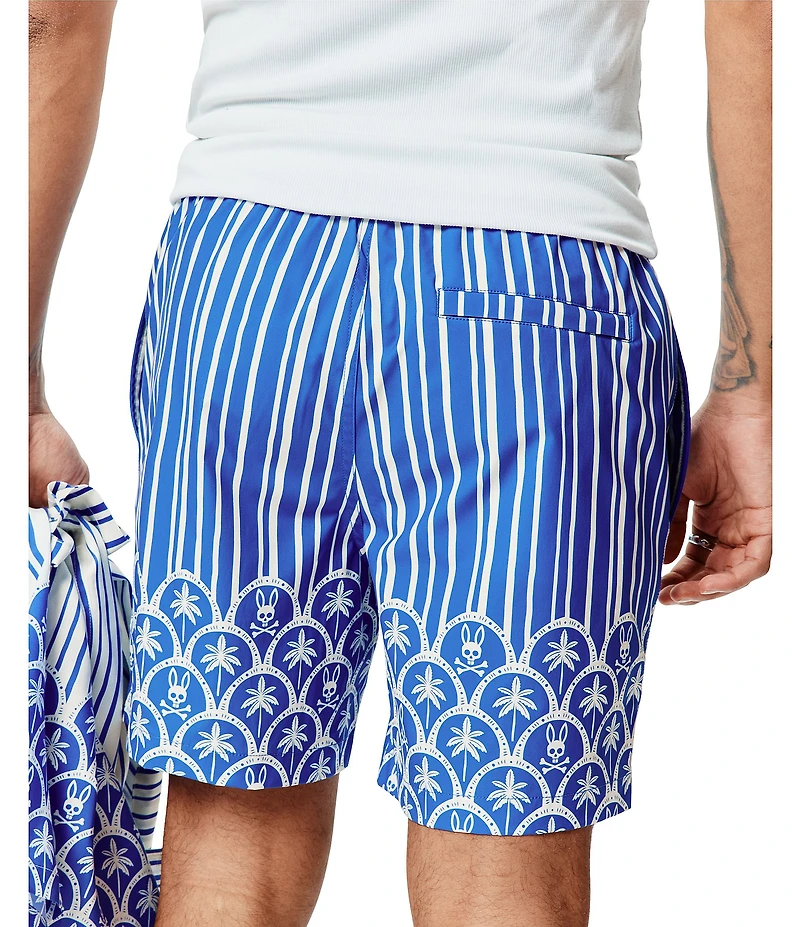 Psycho Bunny Brad Palm Print Swim Trunks