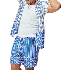 Psycho Bunny Brad Palm Print Swim Trunks