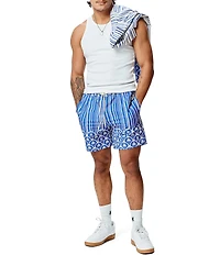 Psycho Bunny Brad Palm Print Swim Trunks