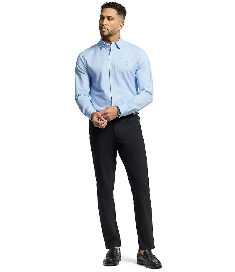 Psycho Bunny Brook Classic Fit Spread Collar Striped Stretch Knit Dress Shirt