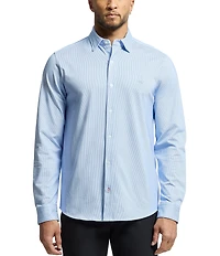 Psycho Bunny Brook Classic Fit Spread Collar Striped Stretch Knit Dress Shirt