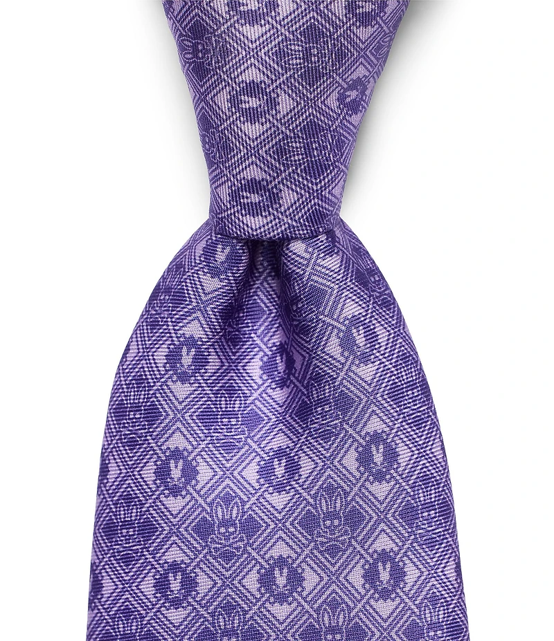 Psycho Bunny Bunny Diamond Print 3 1/4#double; Traditional Silk Tie