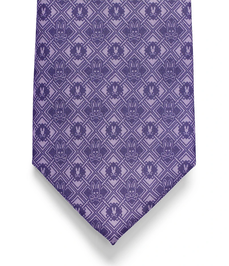 Psycho Bunny Bunny Diamond Print 3 1/4#double; Traditional Silk Tie