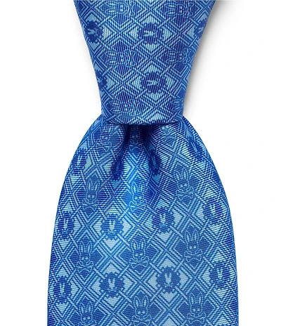 Psycho Bunny Bunny Diamond Print 3 1/4#double; Traditional Silk Tie