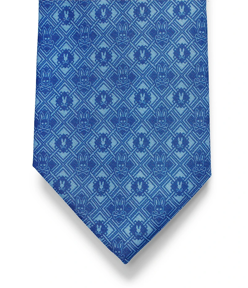 Psycho Bunny Bunny Diamond Print 3 1/4#double; Traditional Silk Tie