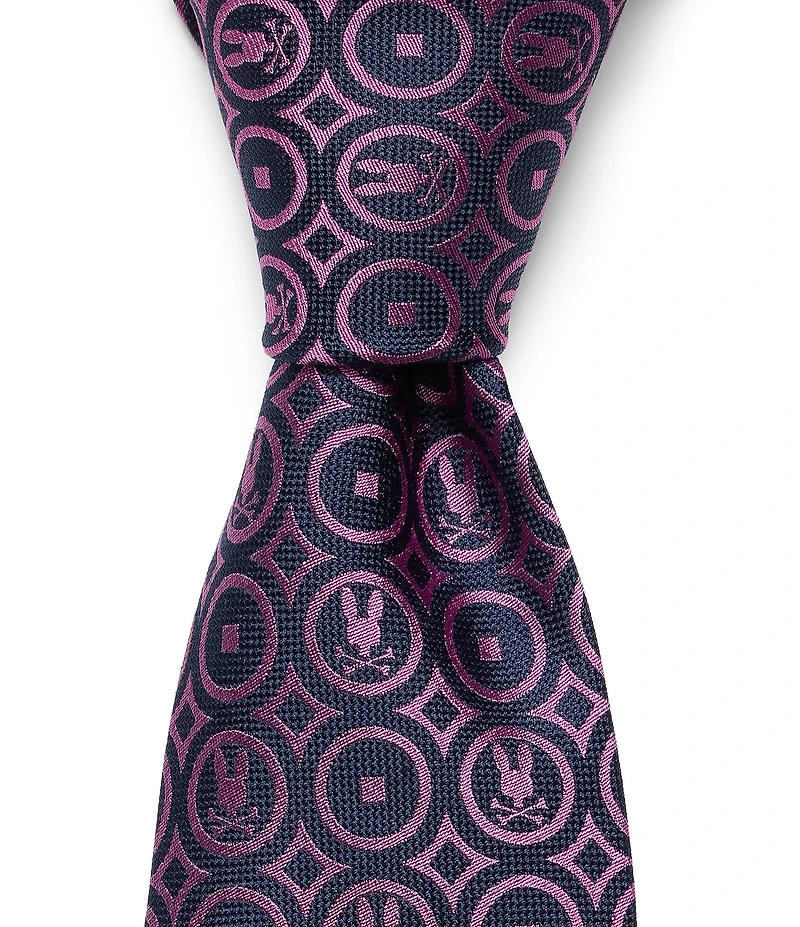Psycho Bunny Bunny Medallion Print 3 1/4#double; Silk Tie