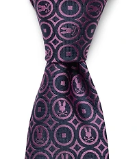 Psycho Bunny Bunny Medallion Print 3 1/4#double; Silk Tie